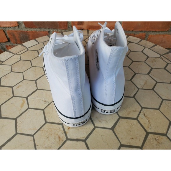 Men's CONVERSE Canvas 2in Platform CHUCK TAYLOR ALL STAR WHITE SNEAKERS Size 12 - Picture 13 of 14